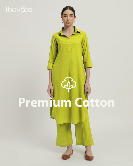 Lime Collar Comfort Solid Co-ord Set