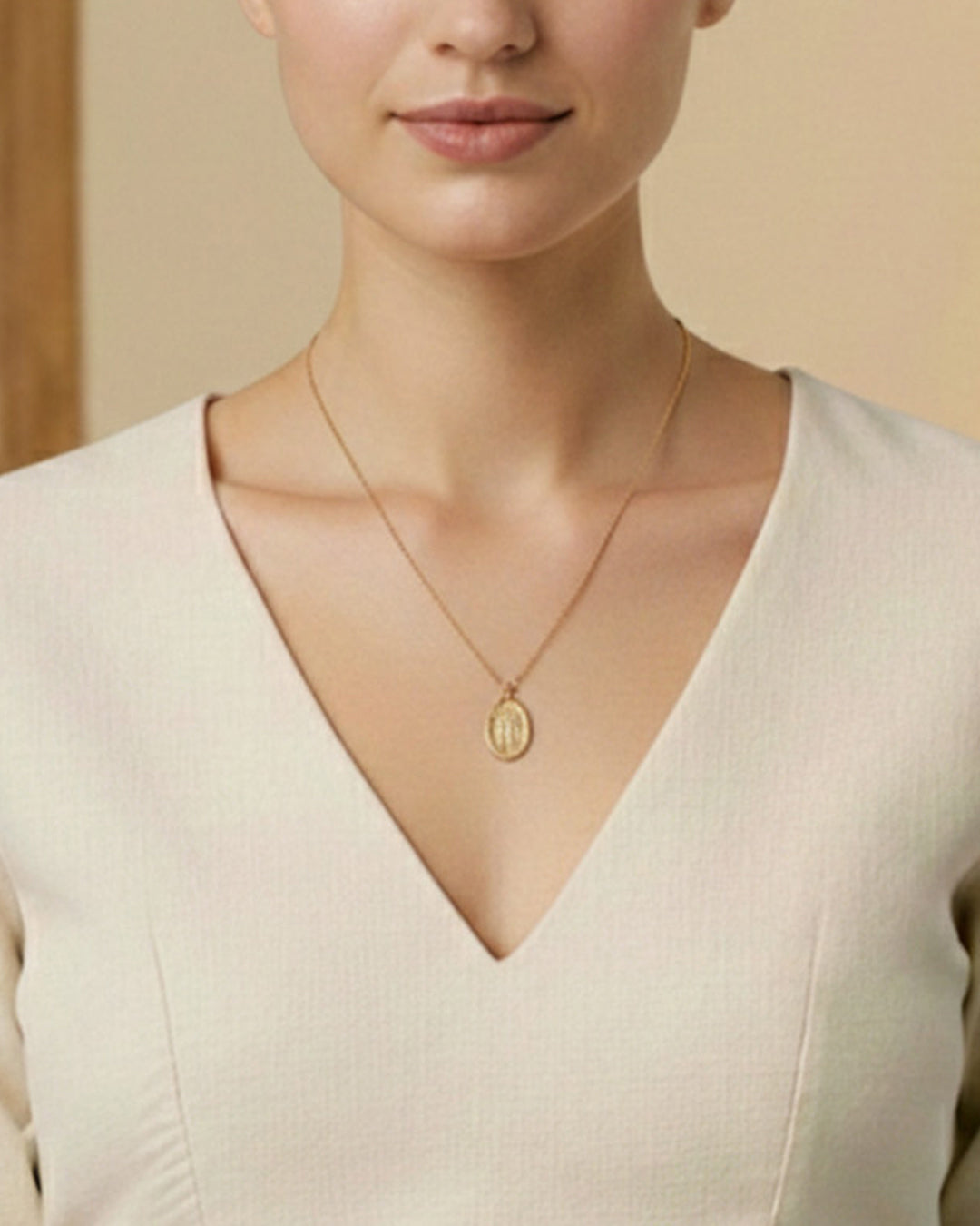 Silk Cream Deep V Blouse