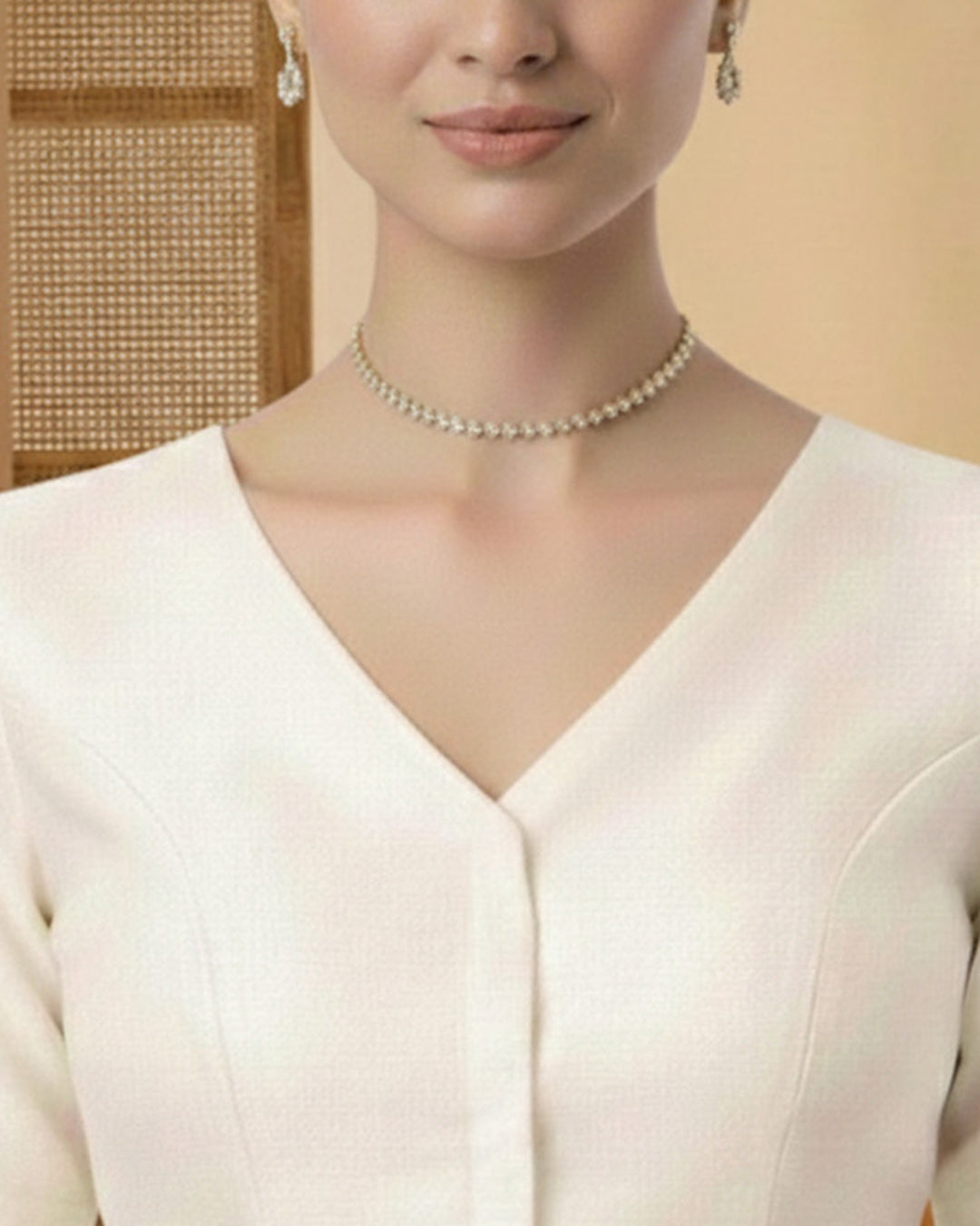 Silk Cream Opulent V Grace Blouse