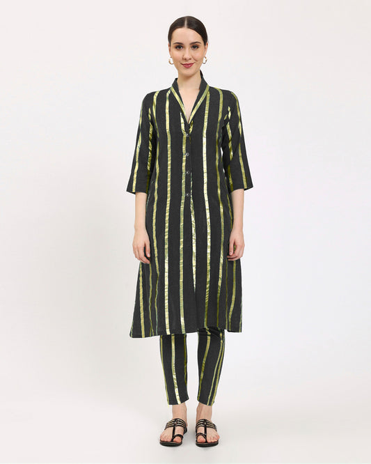 Black Glisten Boho Harmony Kurta (Without Bottom)
