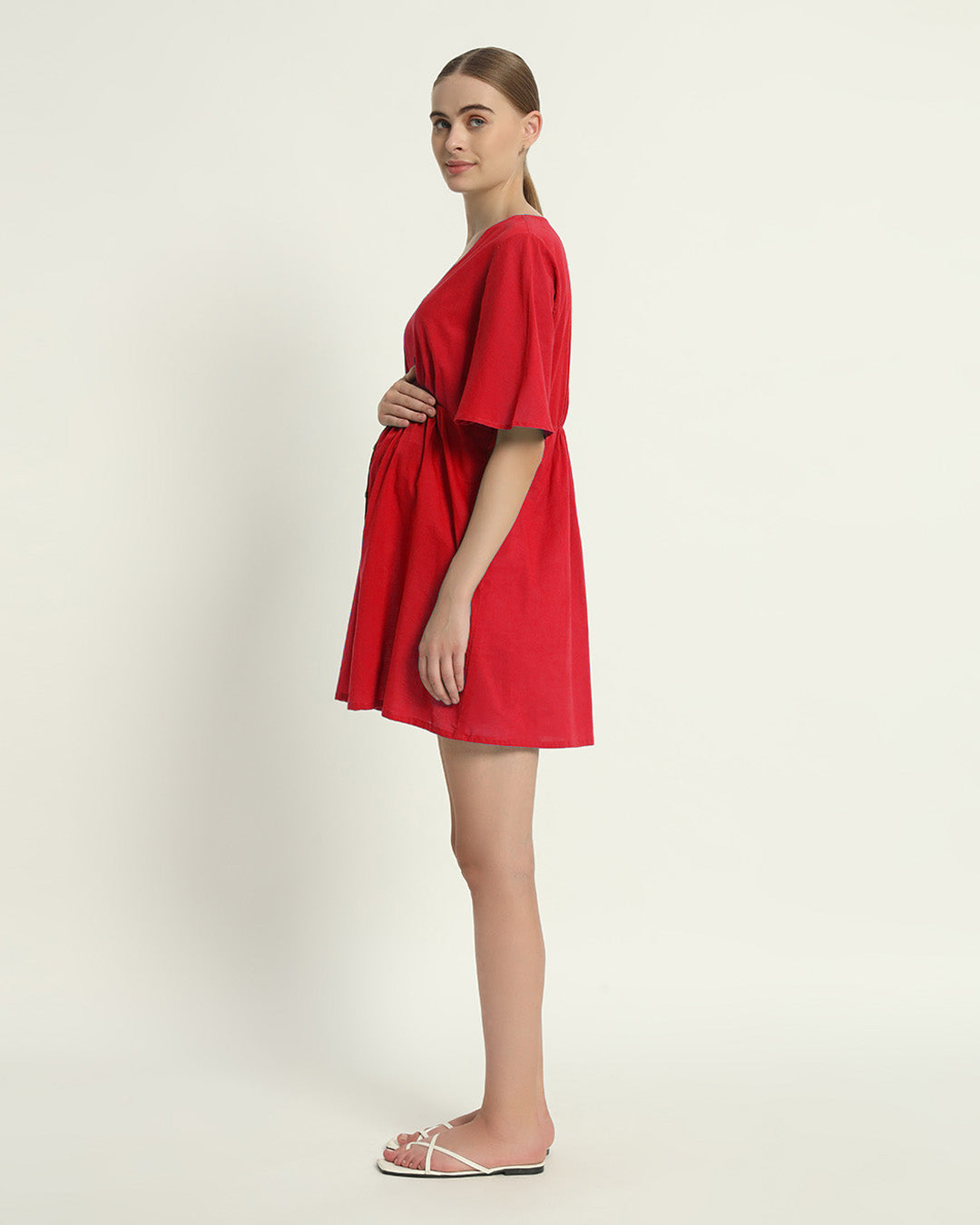 Classic Red Baby Bundle Maternity & Nursing Dress