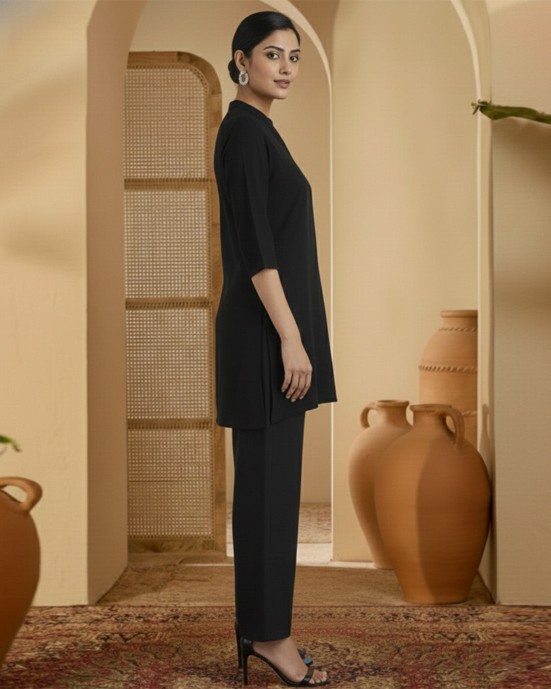 Black Rayon Effortless Glam Co-ord Set