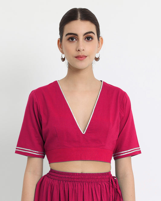 Queen's Gulabi Royal Deep V Blouse