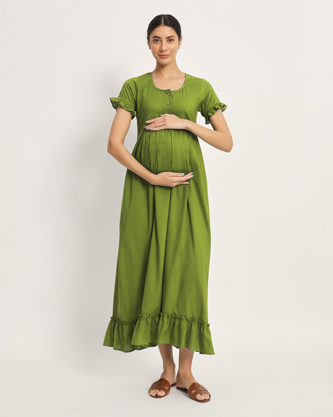 Sage Green Bumpin' & Stylin' Maternity & Nursing Dress