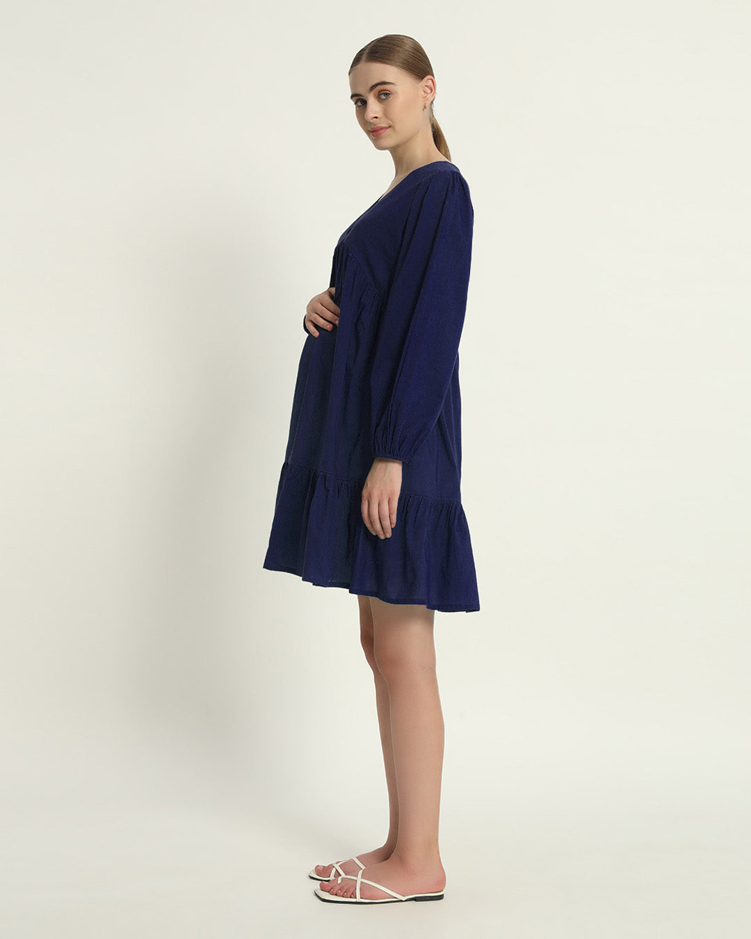 Midnight Blue On Baby Time Maternity & Nursing Dress