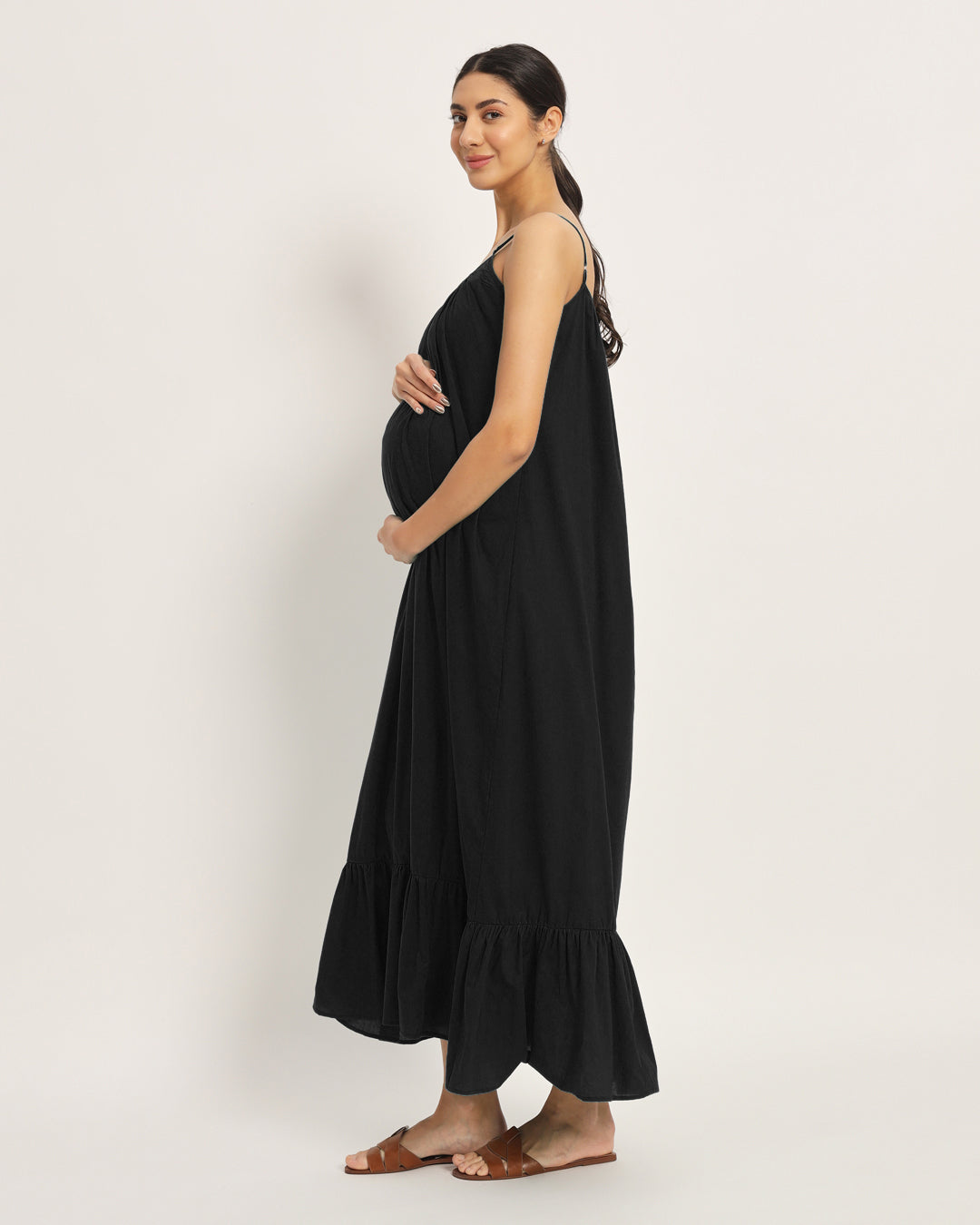 Classic Black Belly Laugh Maternity & Nursing Dress