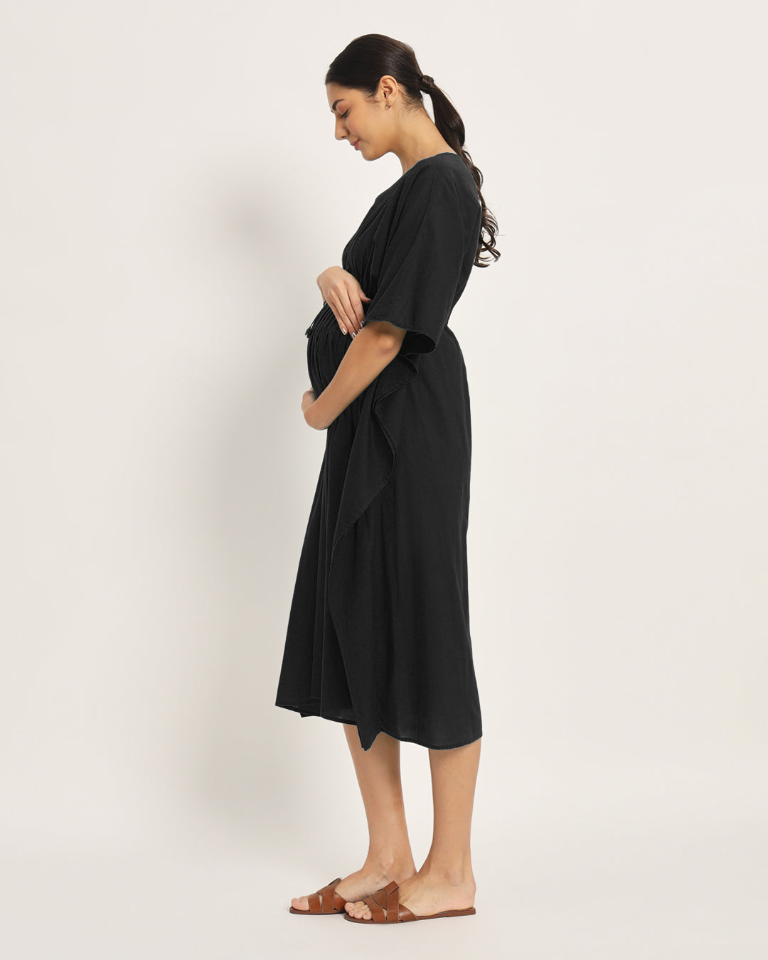Classic Black Mommy Mode Maternity & Nursing Dress