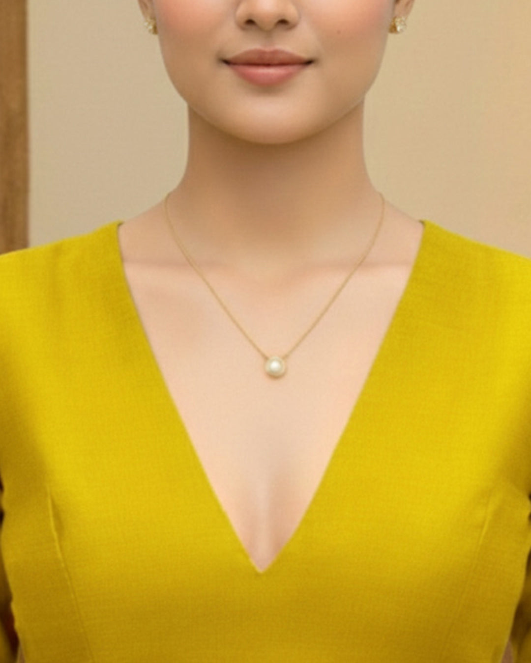 Silk Pear Green Deep V Blouse