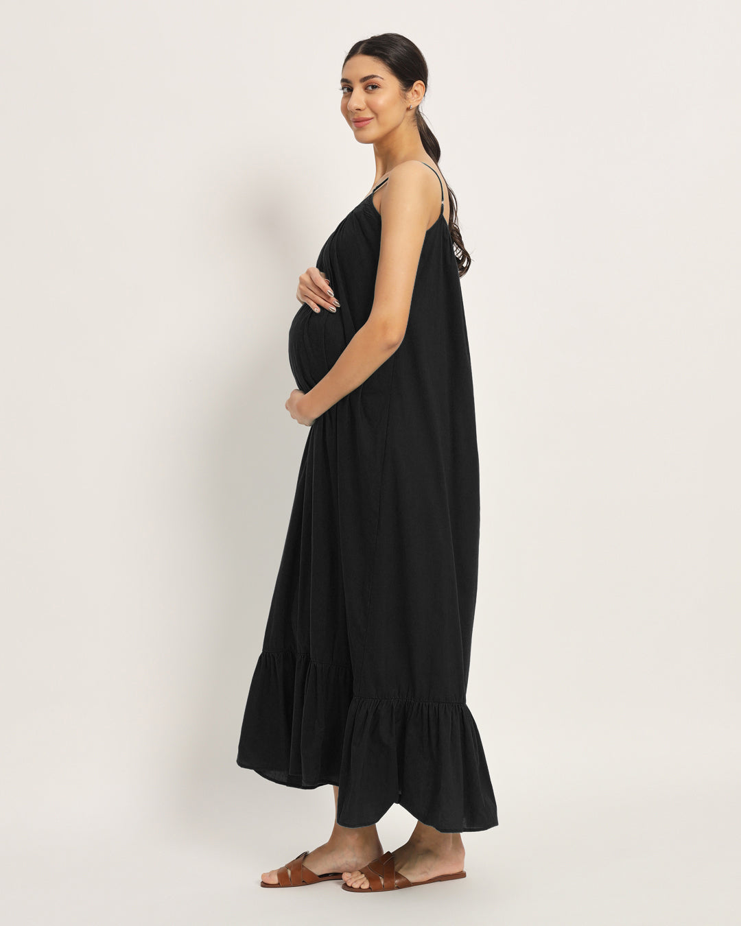 Combo: Black & Russet Red Belly Laugh Maternity & Nursing Dress - Set of 2