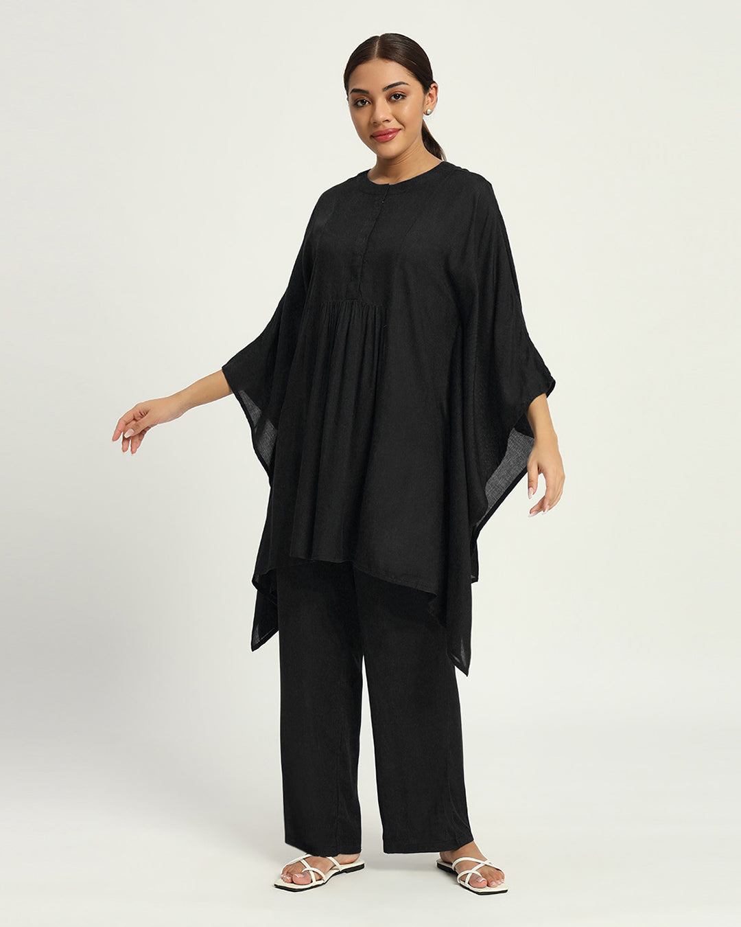 Black Everyday Comfy Kaftan Co-ord Set