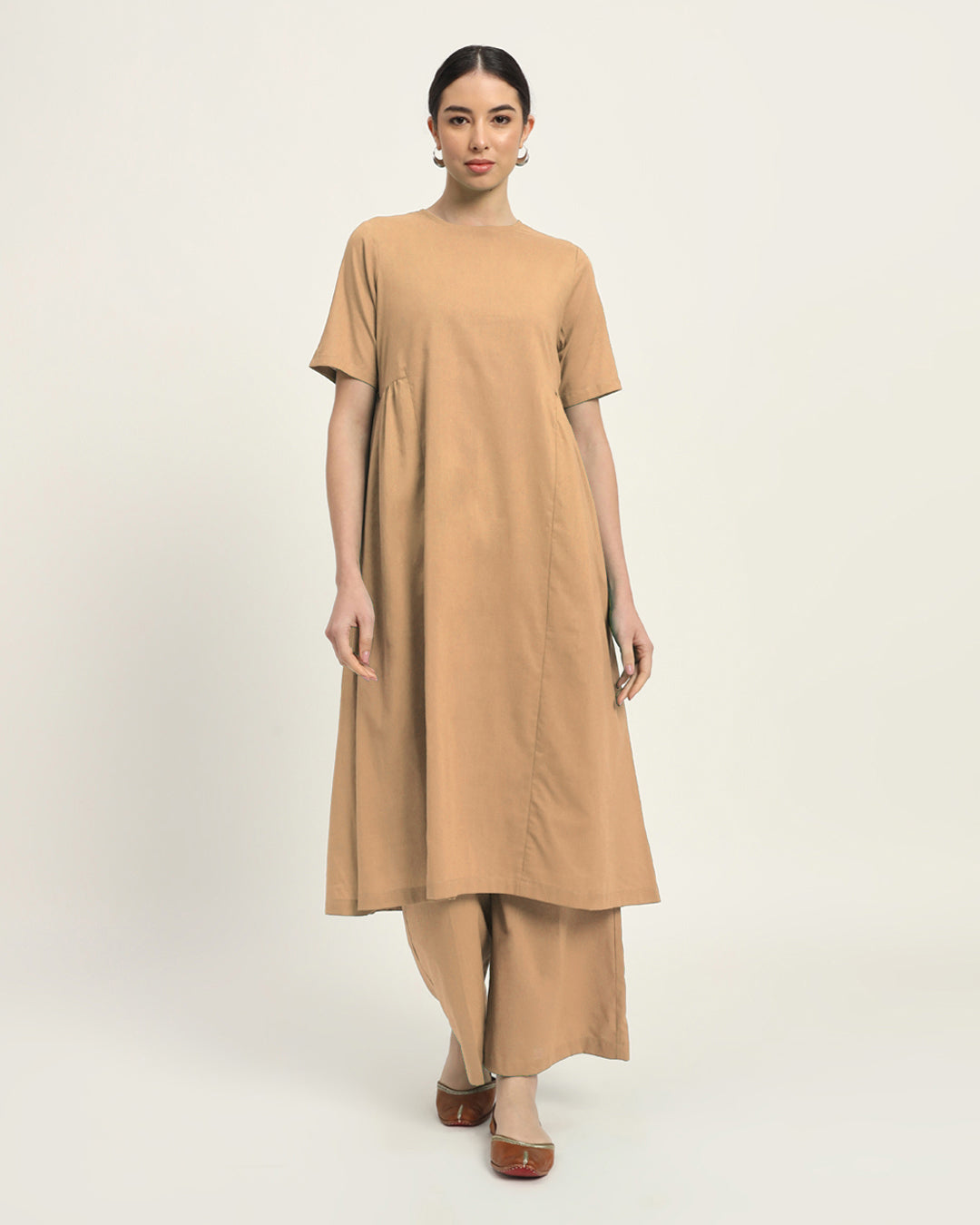 Day In Beige Flare Elegance Kurta (Without Bottoms)