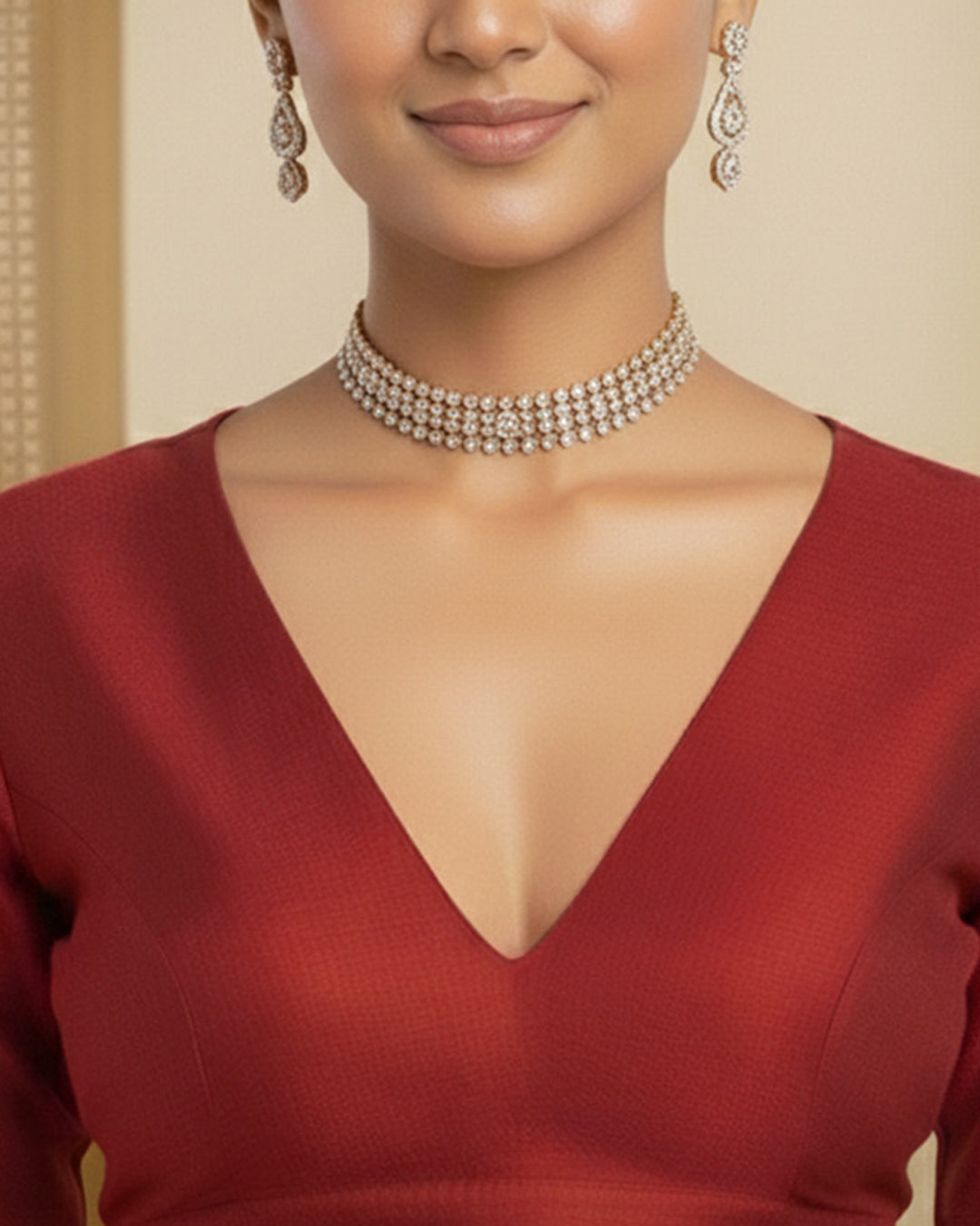 Silk Maroon Deep V Blouse