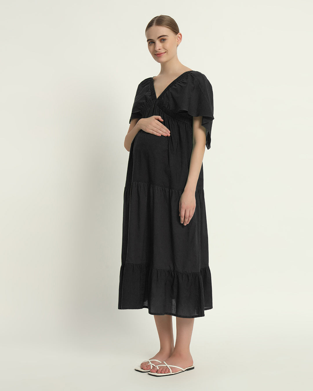 Black Snuggle Baby Maternity & Nursing Dress