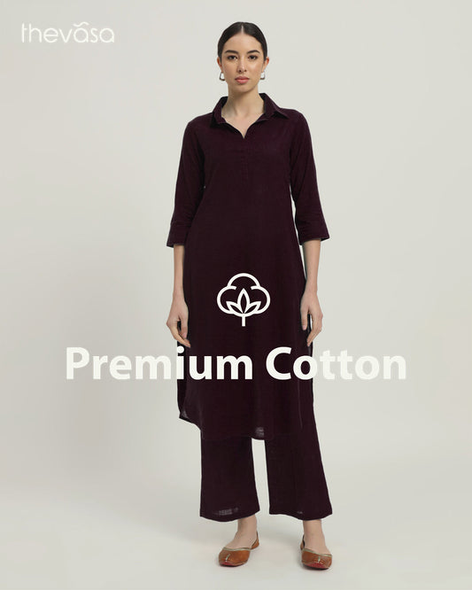 Plum Passion Collar Comfort Solid Co-ord Set