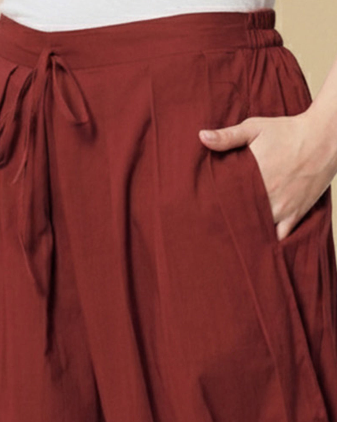 Russet Red Pleated Salwar