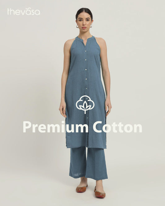 Blue Dawn Mermaid Button Down Solid Co-ord Set