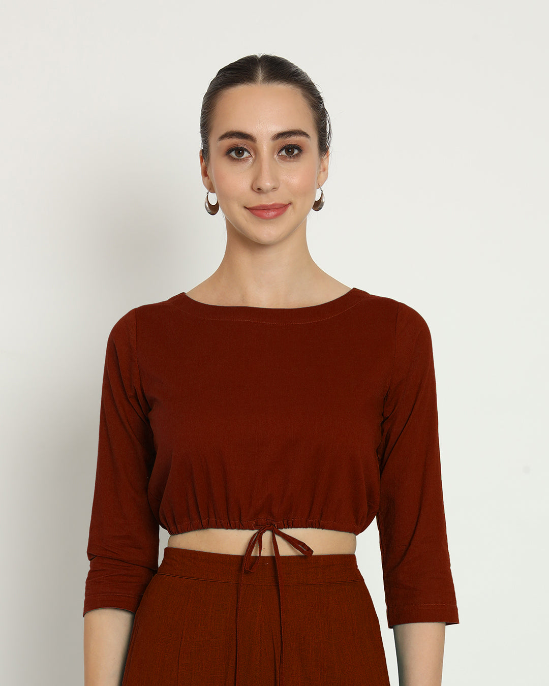 Russet Red Flow & Tie Blouse