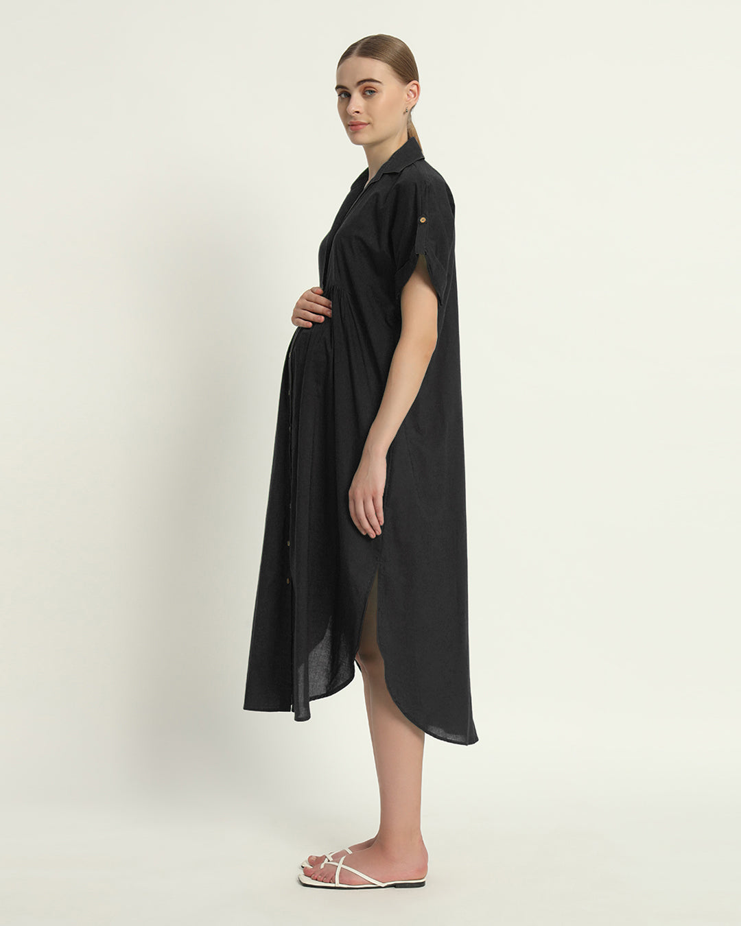 Black Sweet Embrace Maternity & Nursing Dress