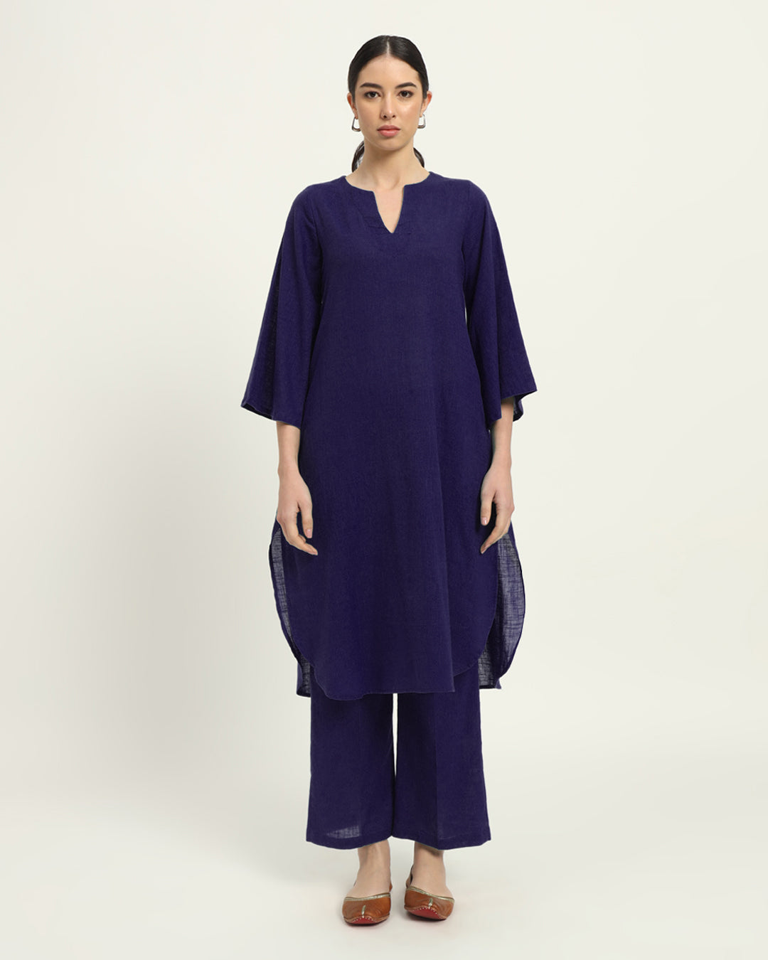 Aurora Purple Rounded Reverie Solid Kurta (Without Bottoms)