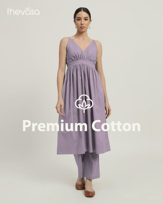 Lilac Vogue Spaghetti Gathered Solid Co-ord Set