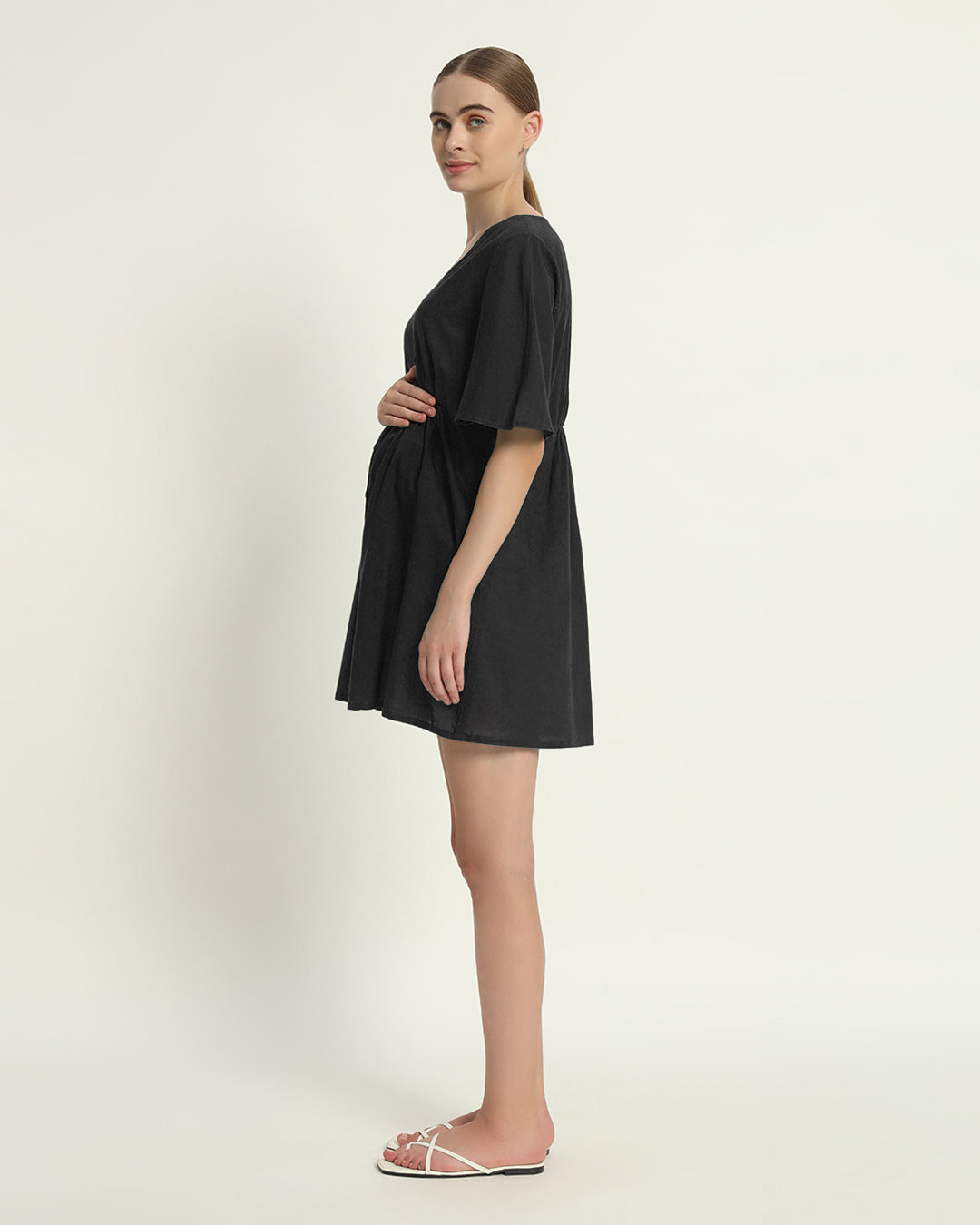 Black Baby Bundle Maternity & Nursing Dress