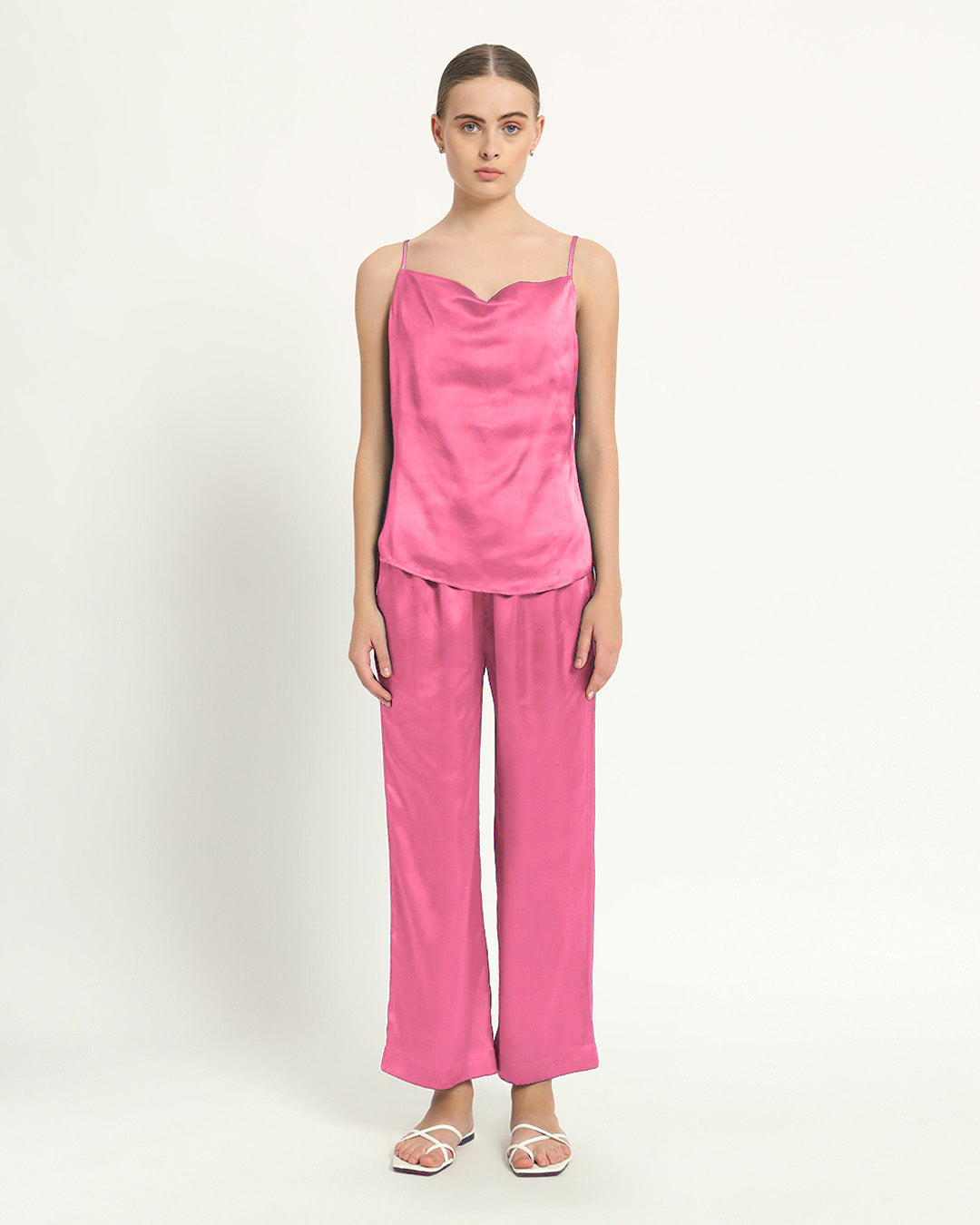 Satin Cowled Camisole French Rose PJ Set