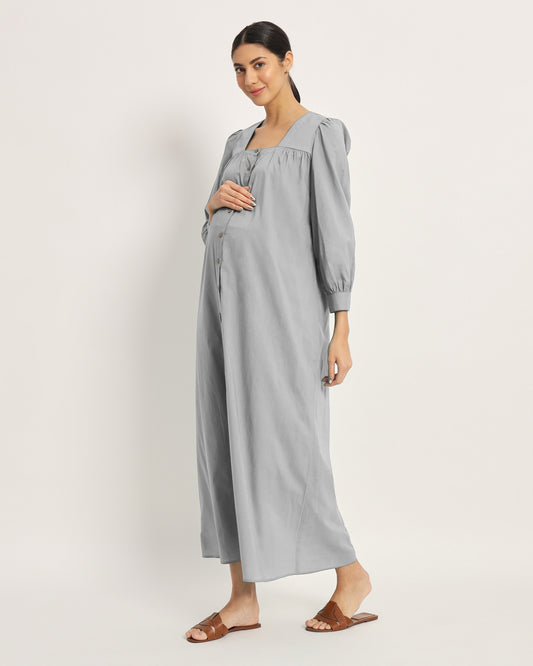 Iced Grey Belly Blossom Maternity & Nursing Dress