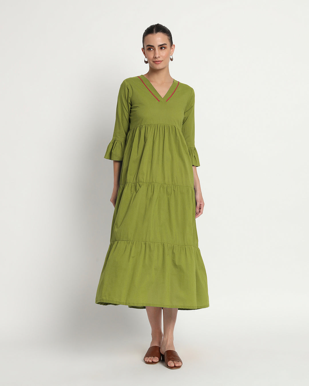 Sage Green Flounce & Flow Maxi Dress