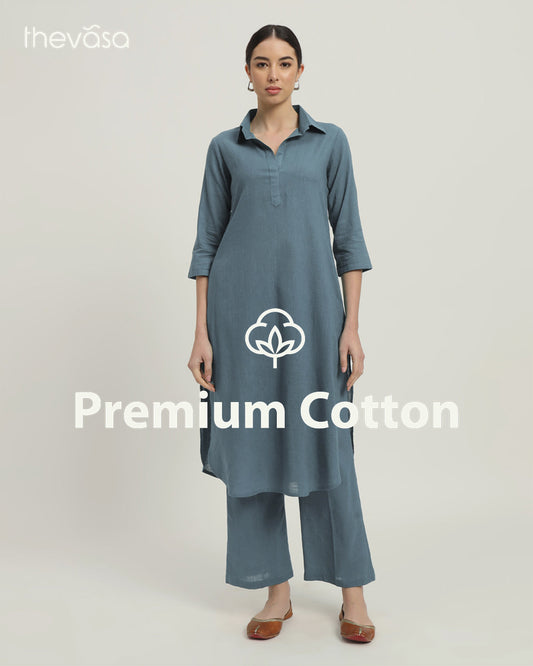 Blue Dawn Collar Comfort Solid Co-ord Set