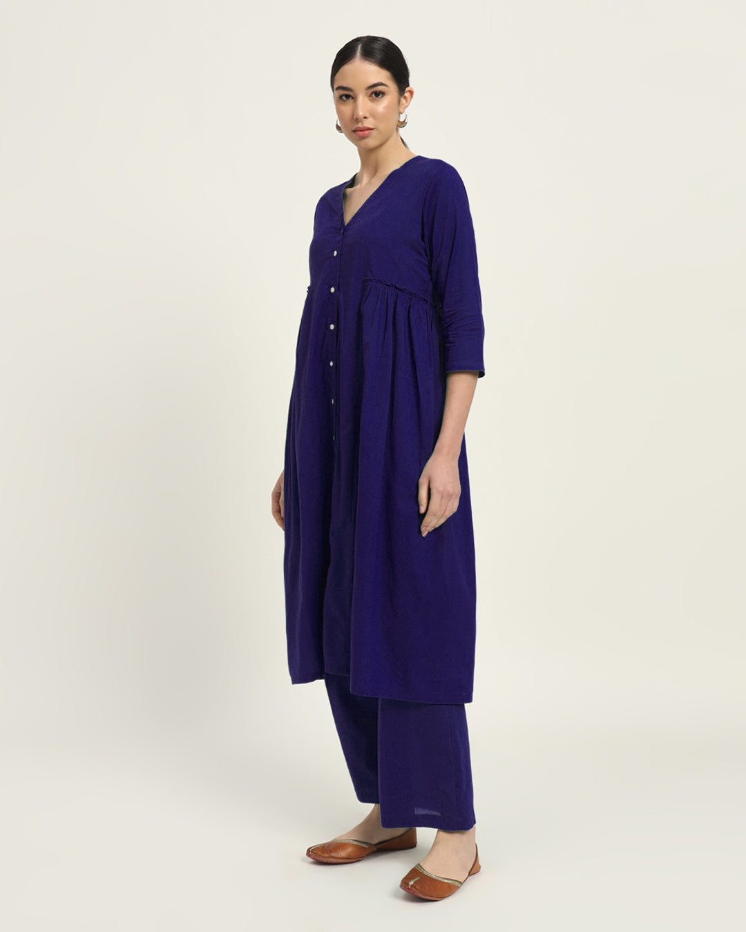 Combo: Beige & Aurora Purple Whimsy Affair Buttoned Solid Kurta