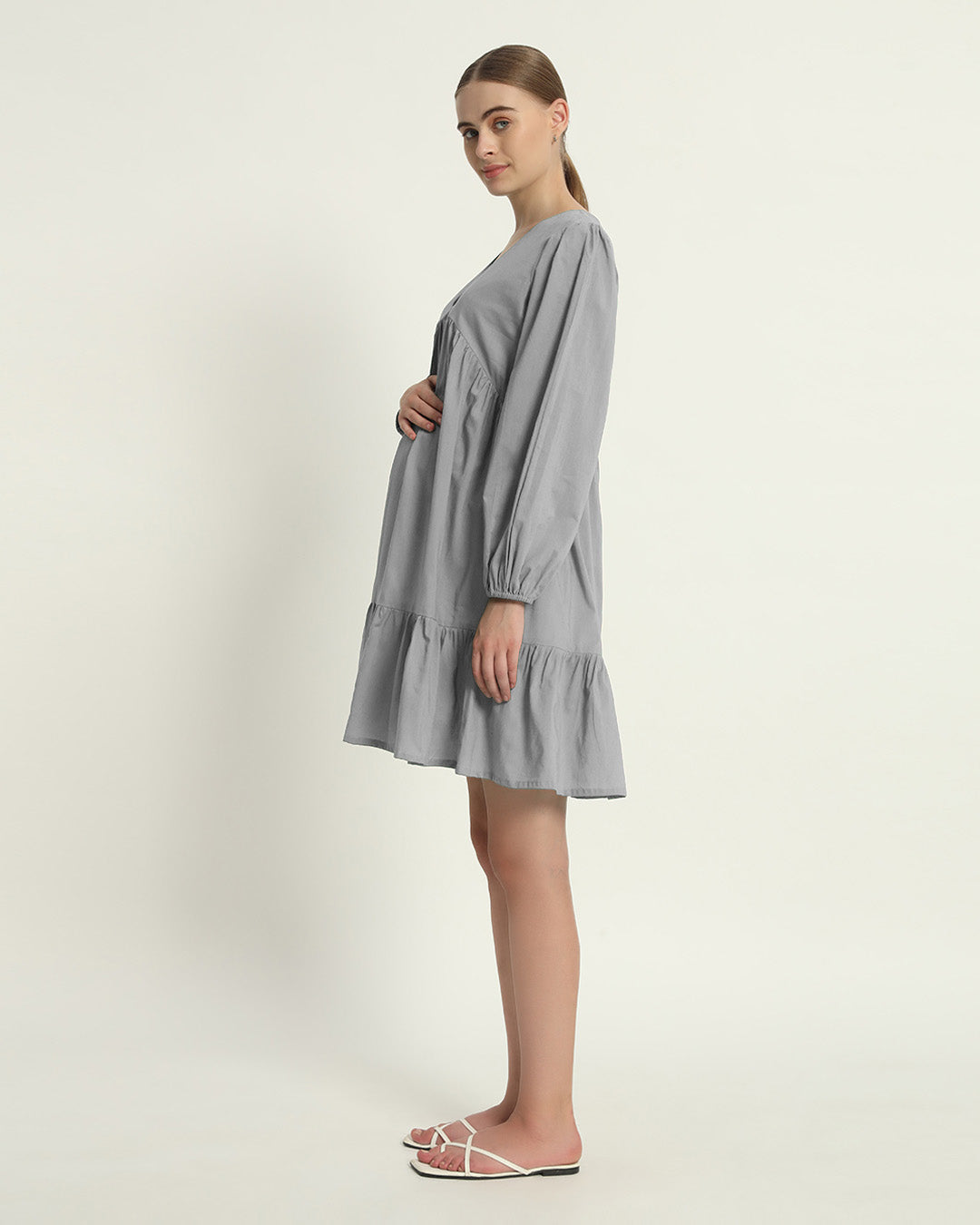 Iced Grey On Baby Time Maternity & Nursing Dress