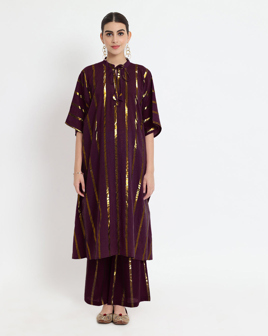 Plum Passion Band Collar Kaftan Glisten Gala Co-ord Set