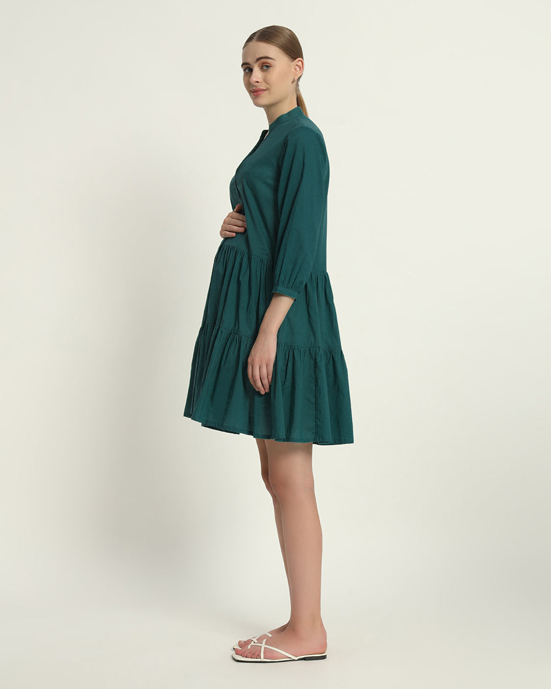 Deep Teal Babymoon Maternity & Nursing Dress