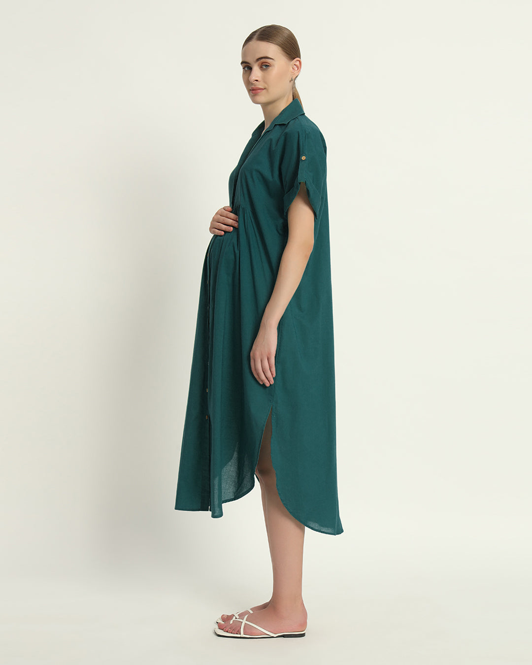 Deep Teal Sweet Embrace Maternity & Nursing Dress