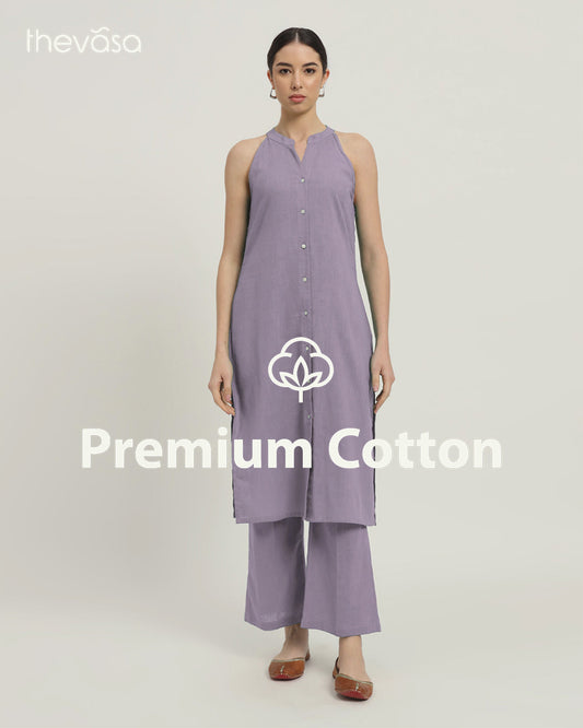 Lilac Mermaid Button Down Solid Co-ord Set