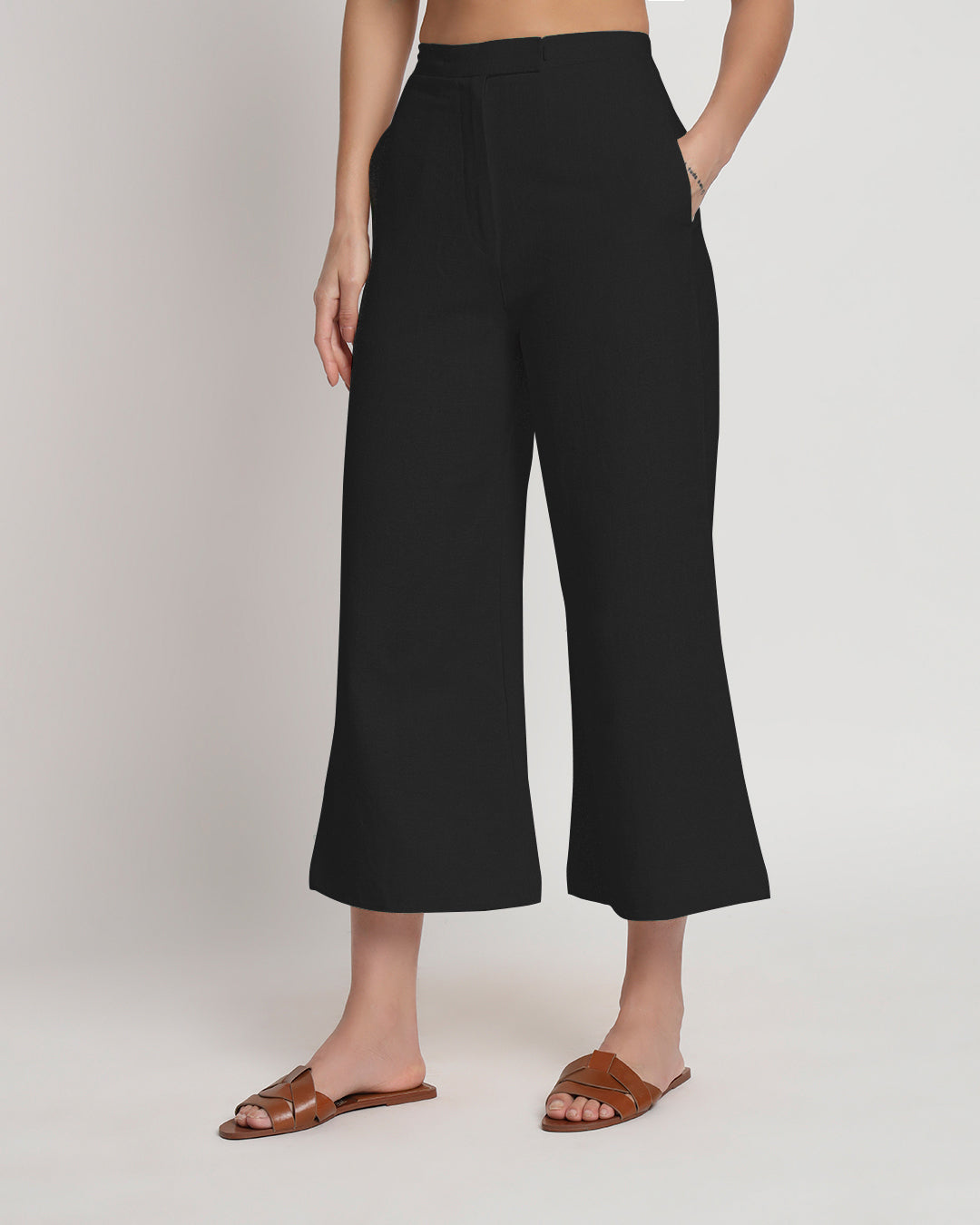 City Style Black Tailored Trousers