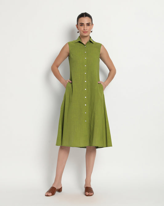 Sage Green Artful A-Line Dress