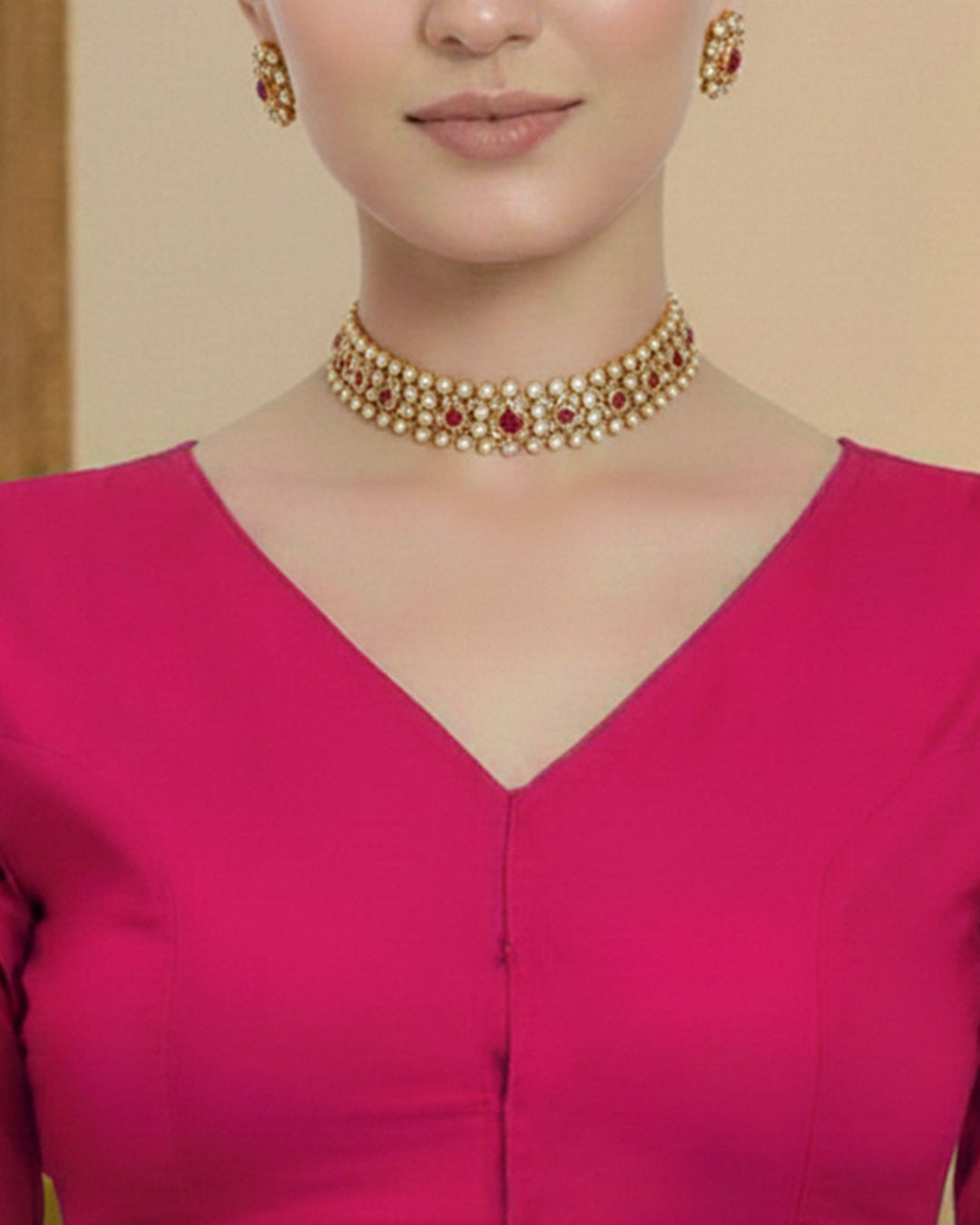 Pink Rayon Opulent V Grace Blouse