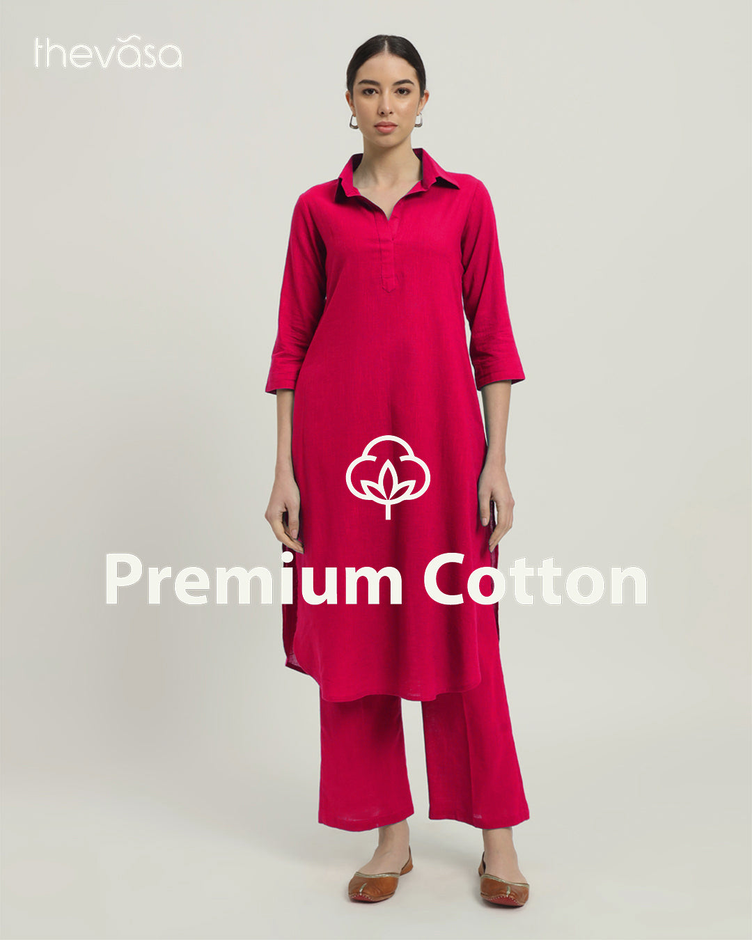 Queen's Gulabi Collar Comfort Solid Co-ord Set