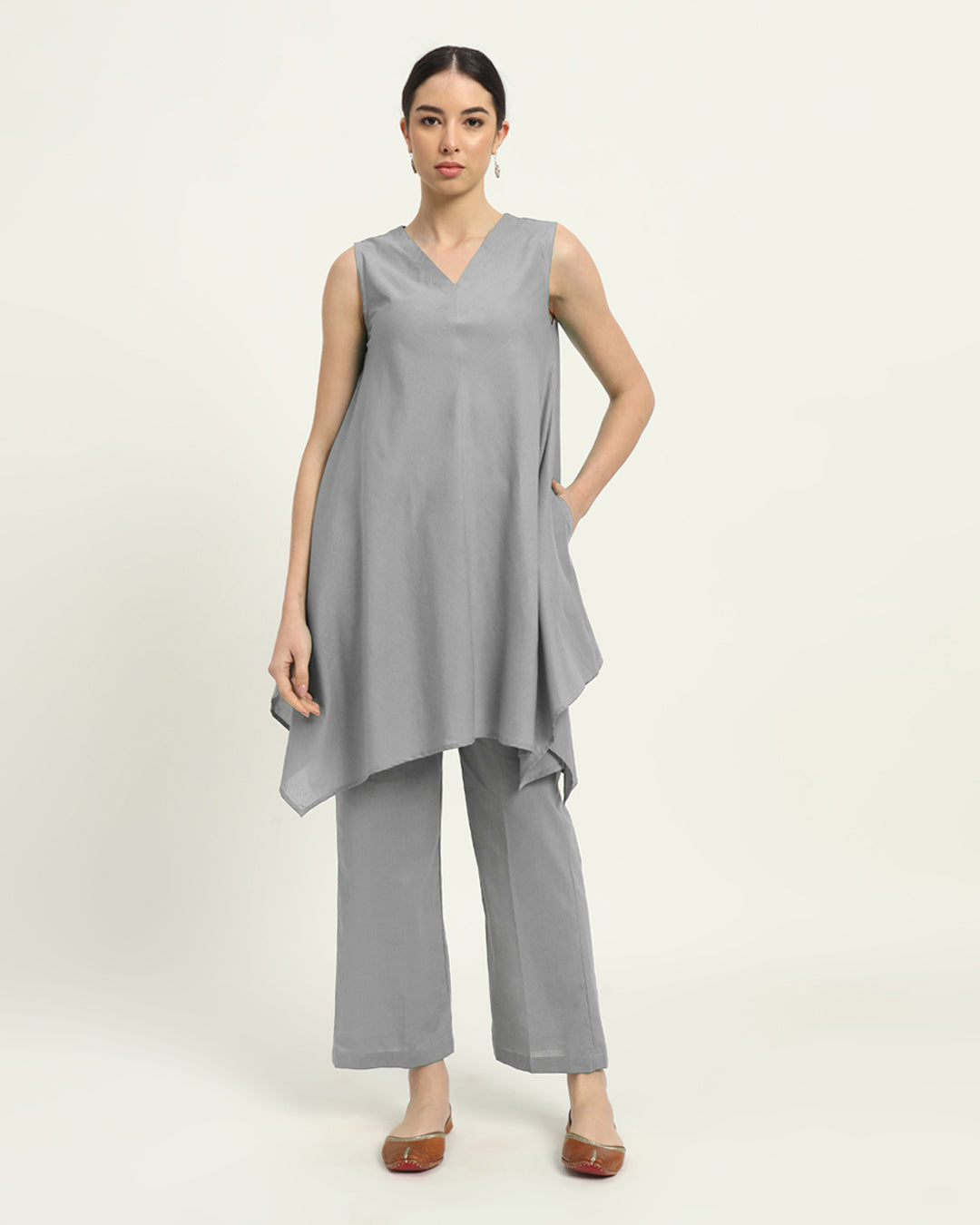 Iced Grey Midsummer Dream Solid Co-ord Set
