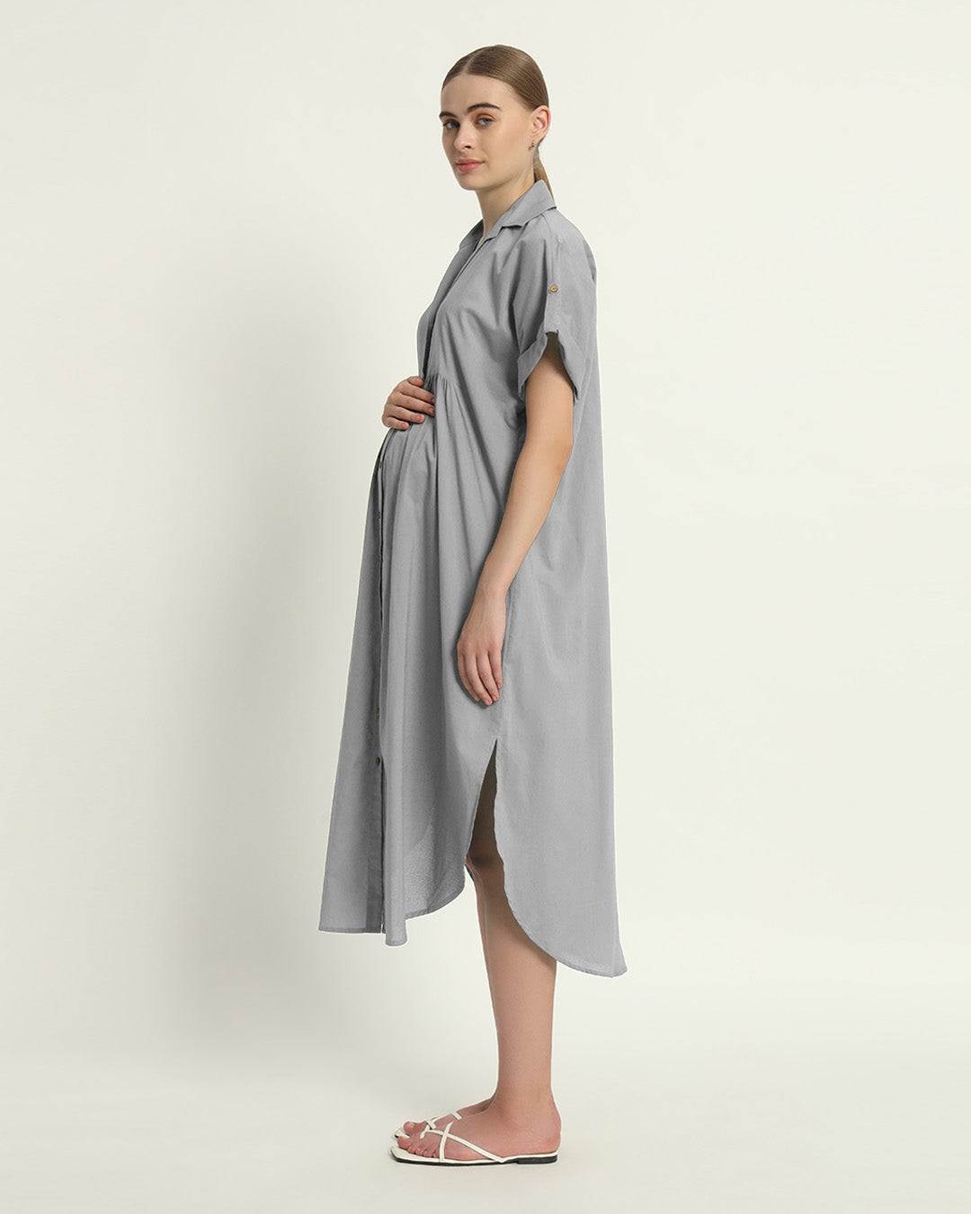 Iced Grey Sweet Embrace Maternity & Nursing Dress