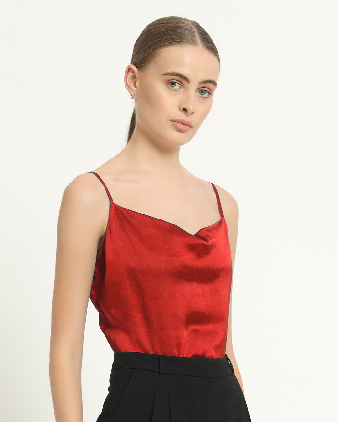 Satin Cowled Scarlet Red Camisole