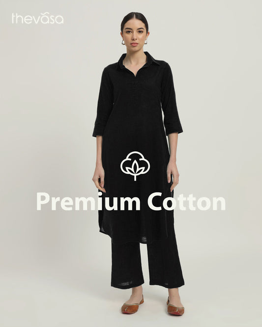 Black Collar Comfort Solid Co-ord Set