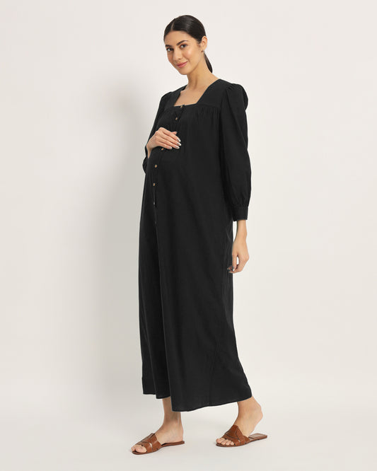 Classic Black Belly Blossom Maternity & Nursing Dress