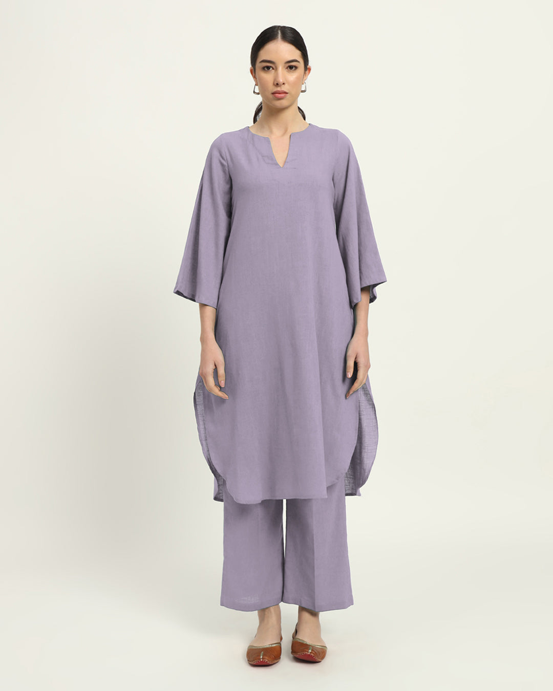 Lilac Rounded Reverie Solid Kurta (Without Bottoms)