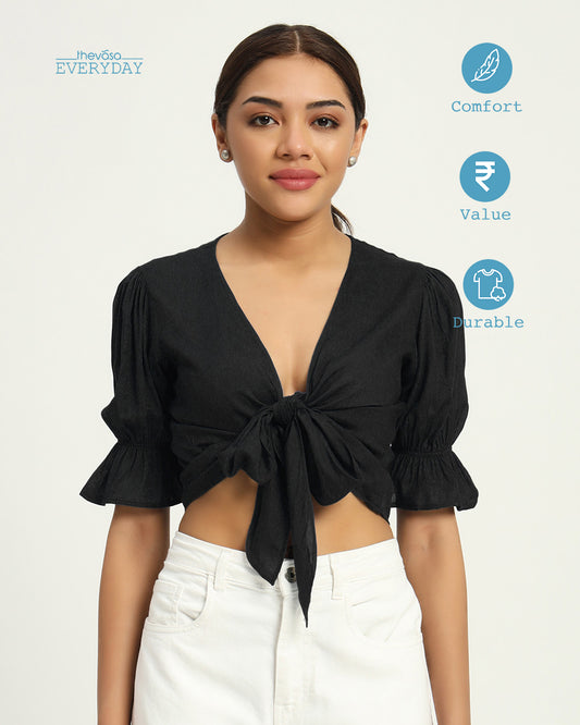 Black Everyday Chic Knot Top