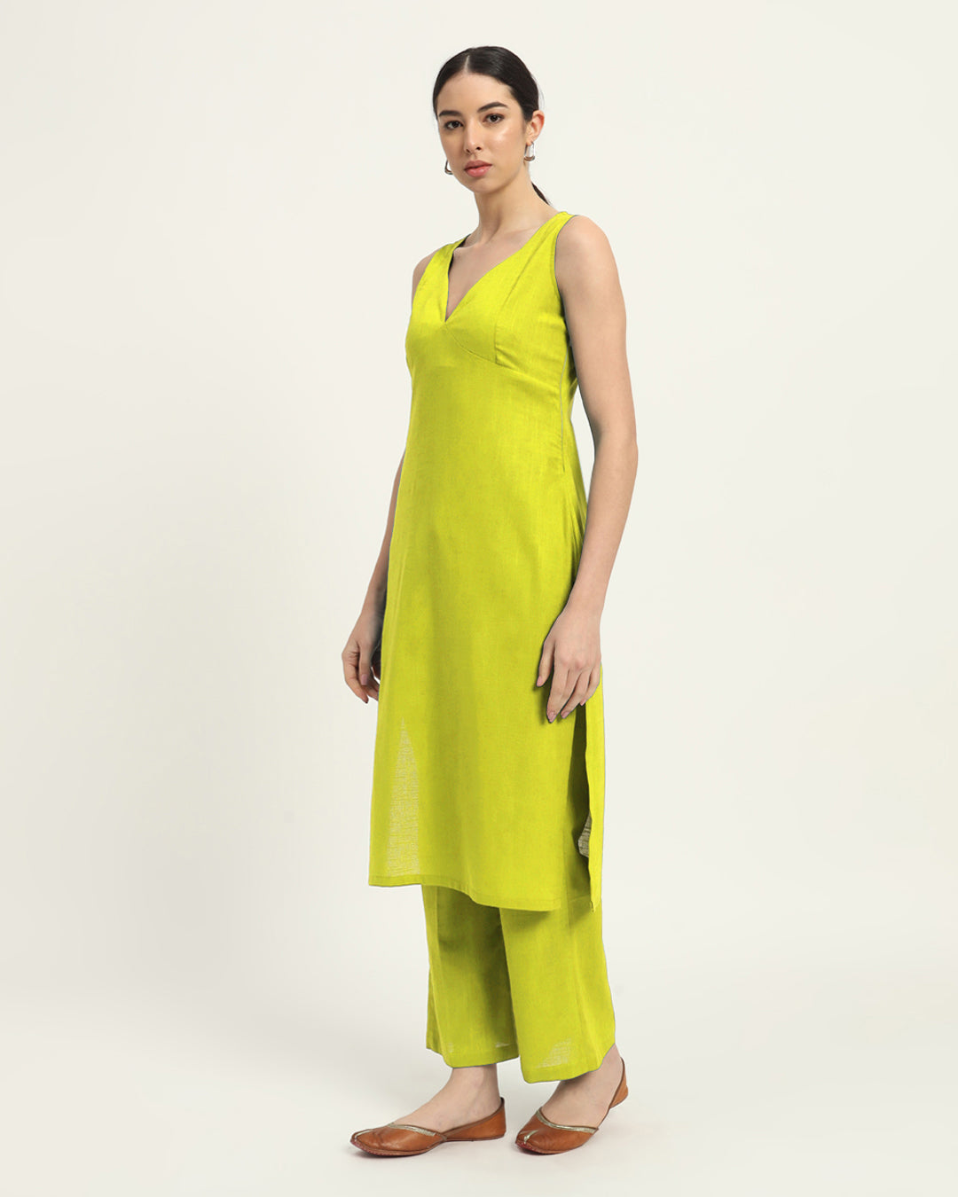 Combo: Burst of Lime & Iced Grey Modern Muse Sweetheart Solid Kurta