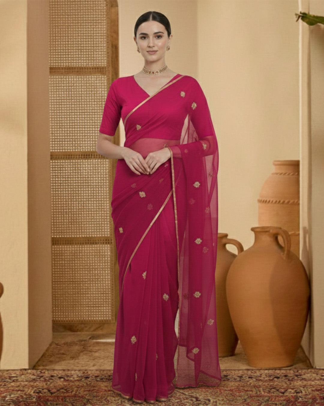 Pink Rayon Opulent V Grace Blouse