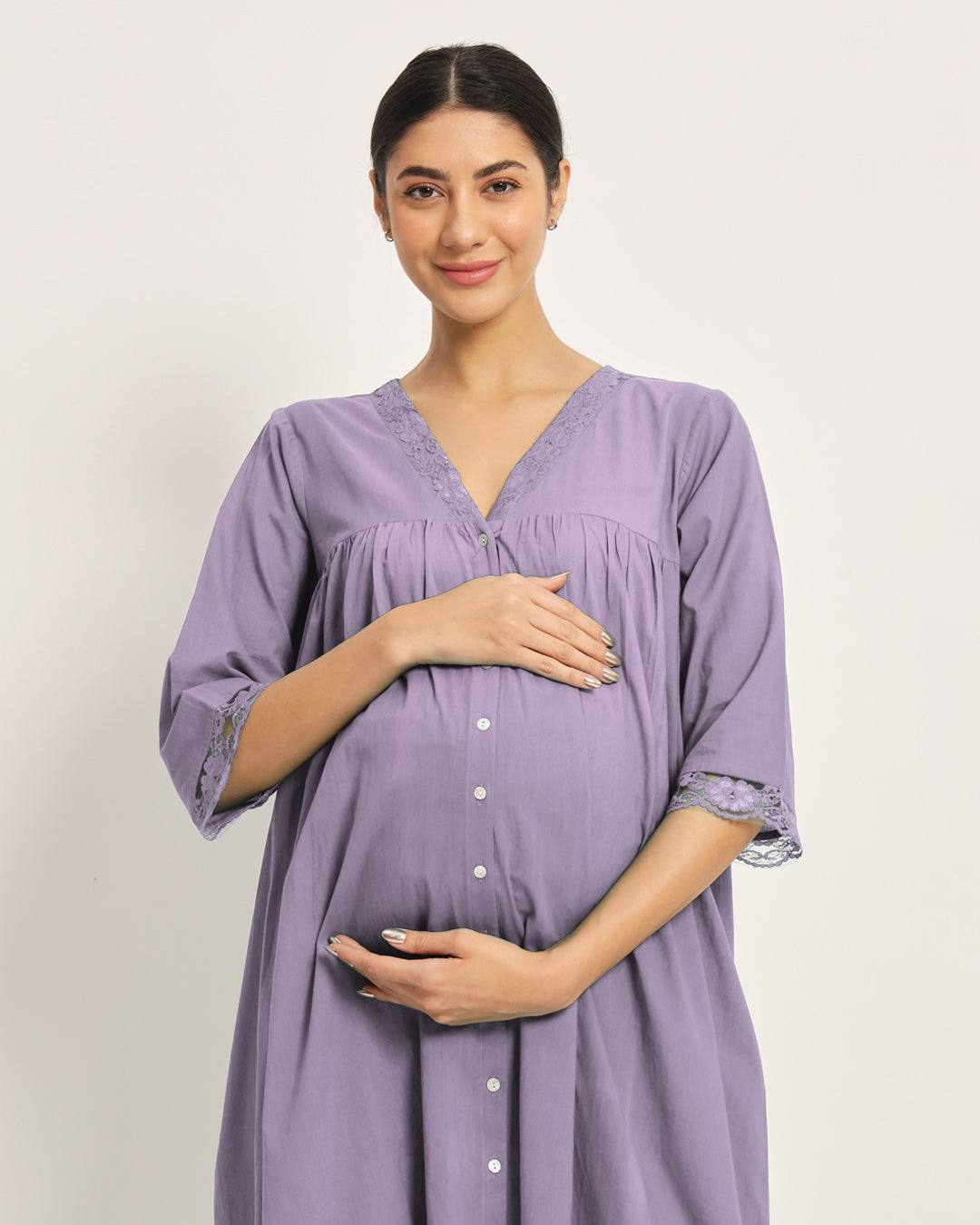 Lilac Stylish Preggo Maternity & Nursing Dress