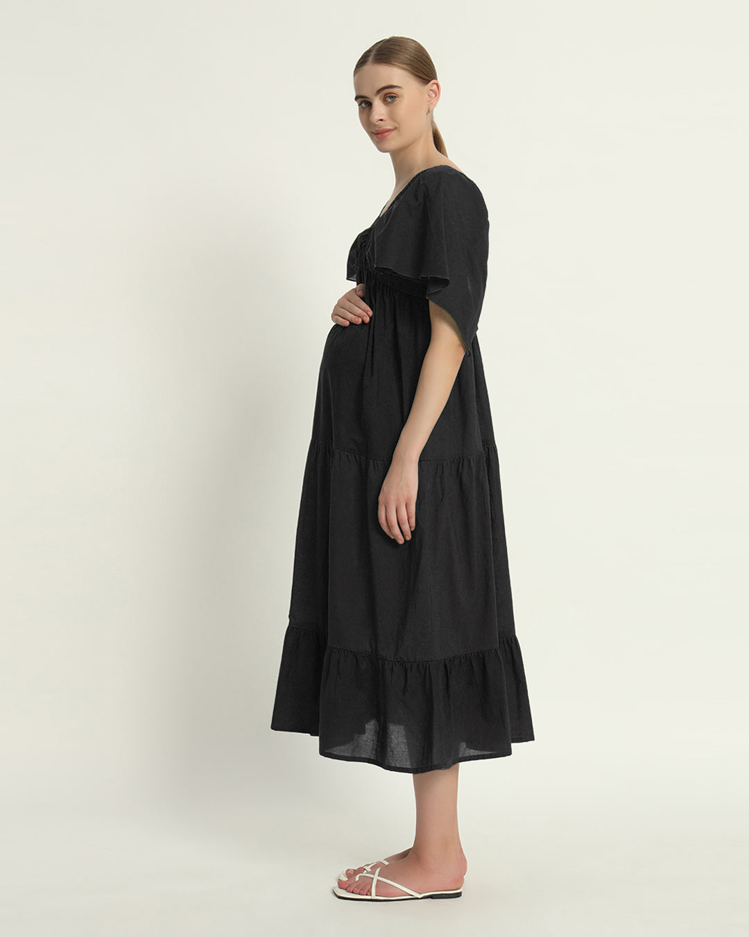 Black Snuggle Baby Maternity & Nursing Dress